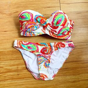 Venus Vintage 90’s White Paisley Print Multicolor Bikini S